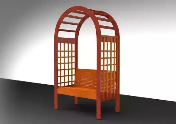 Arbor 1 wooden bench with arched design 3D model