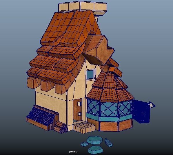  Small house Low-poly 3D model_2