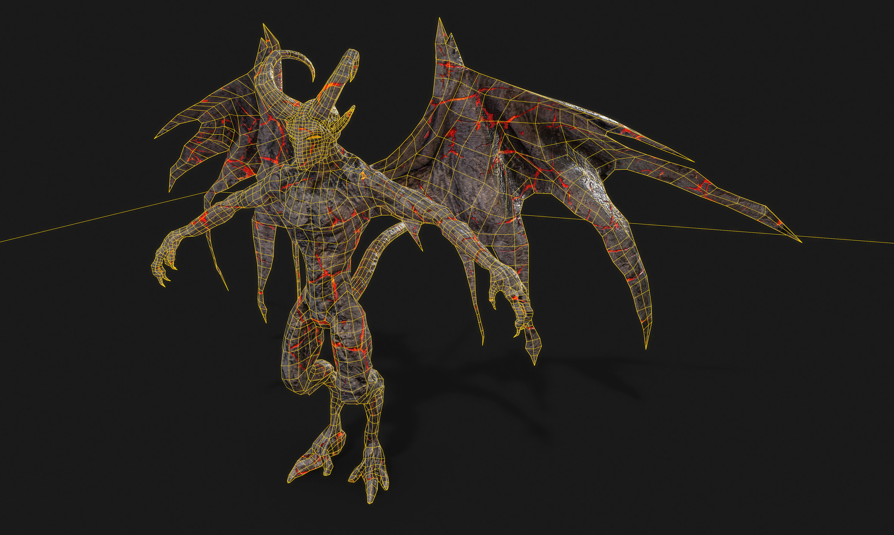 Winged Demon Gargoyle  Low-poly 3D model_7