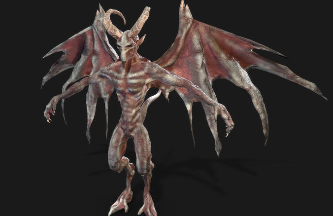 Winged Demon Gargoyle  Low-poly 3D model