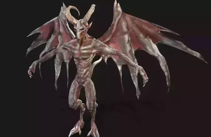 Winged Demon Gargoyle  Low-poly 3D model