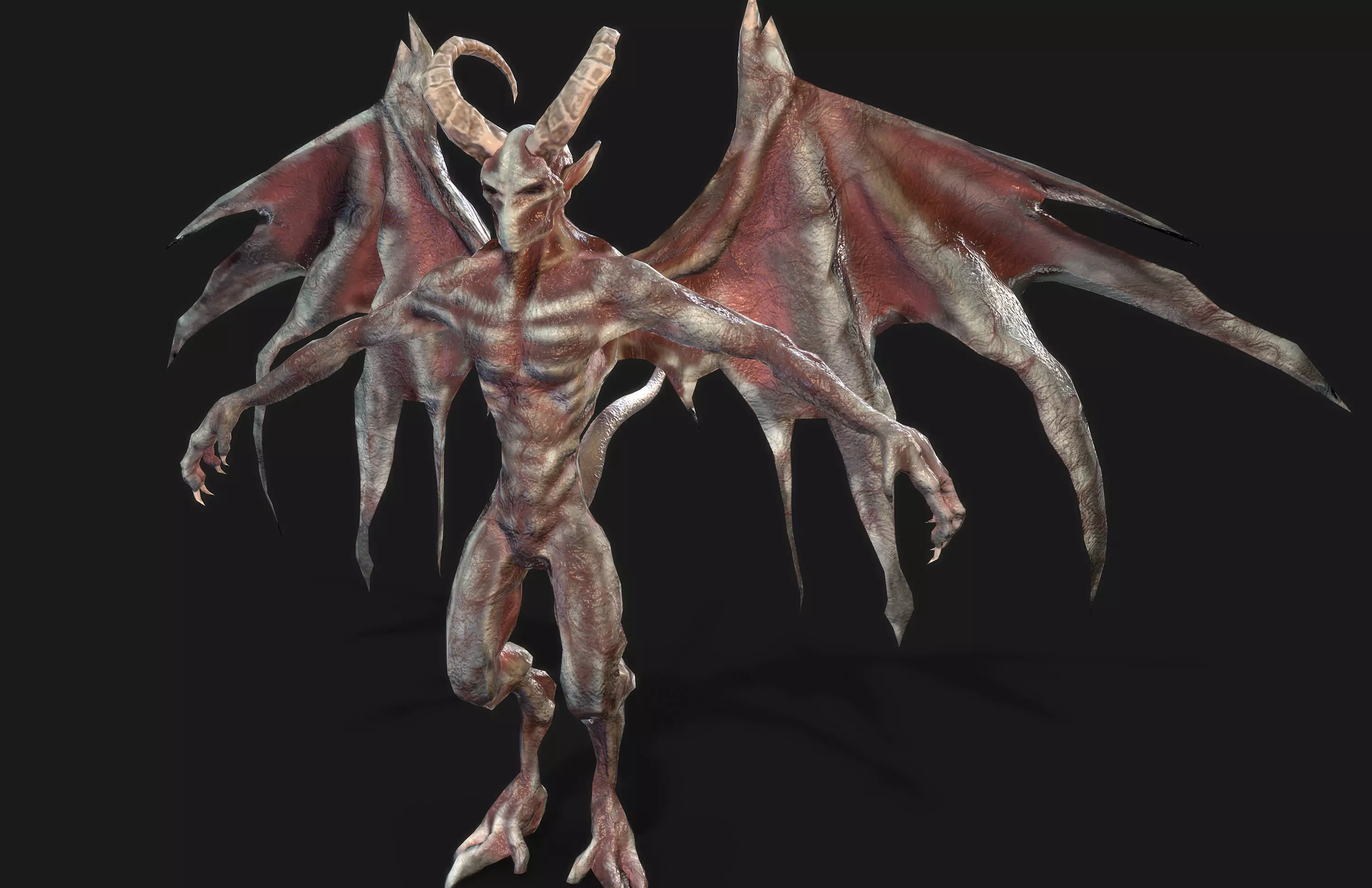 Winged Demon Gargoyle  Low-poly 3D model_0