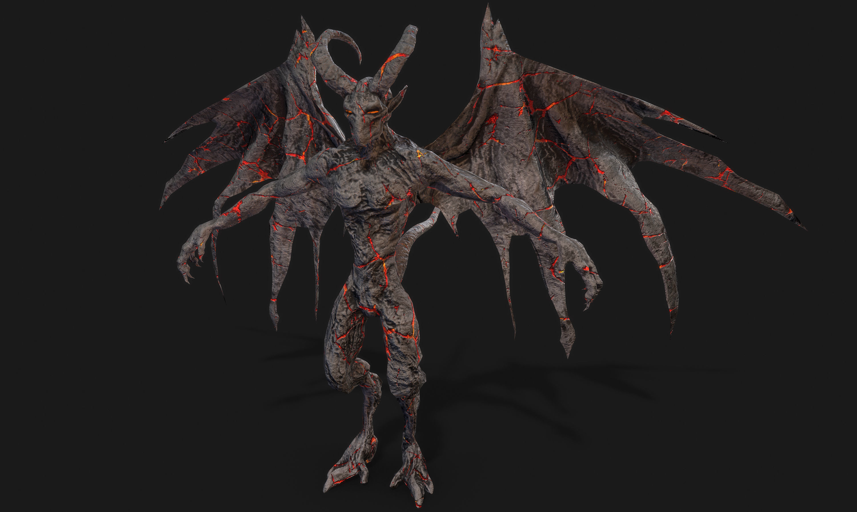 Winged Demon Gargoyle  Low-poly 3D model_3