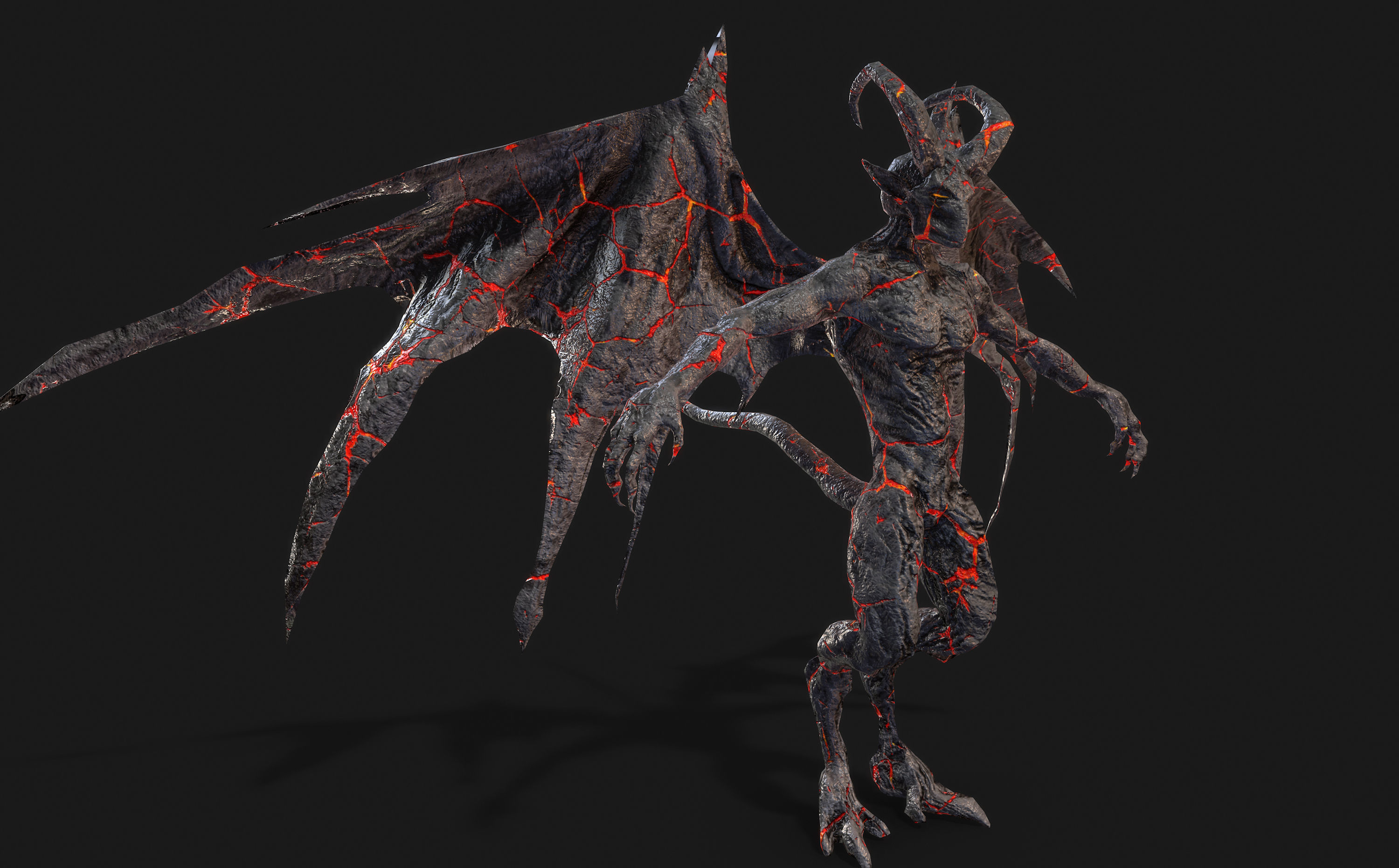 Winged Demon Gargoyle  Low-poly 3D model_4