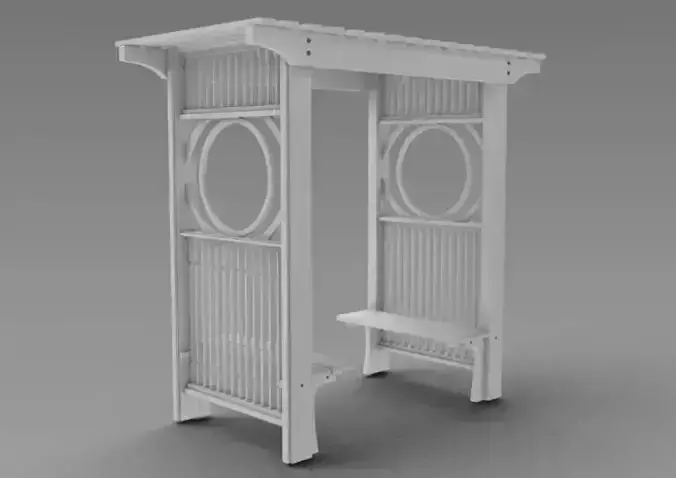 Arbor 2 outdoor table with slats 3D model