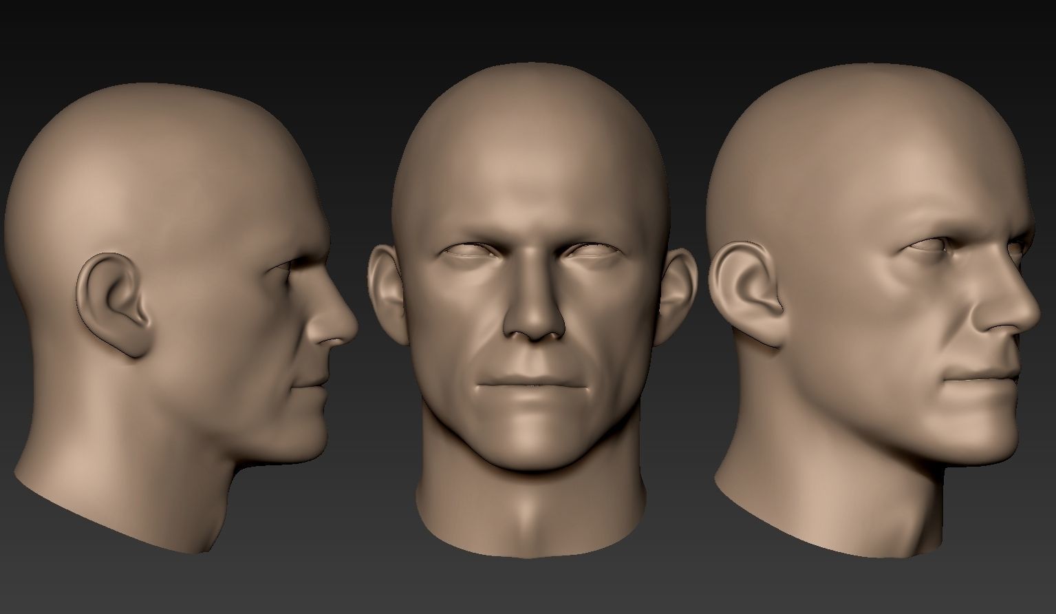 12 Male Heads 3D model_9