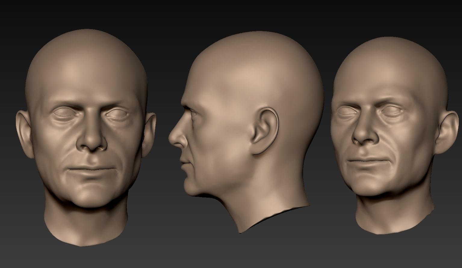 12 Male Heads 3D model_4