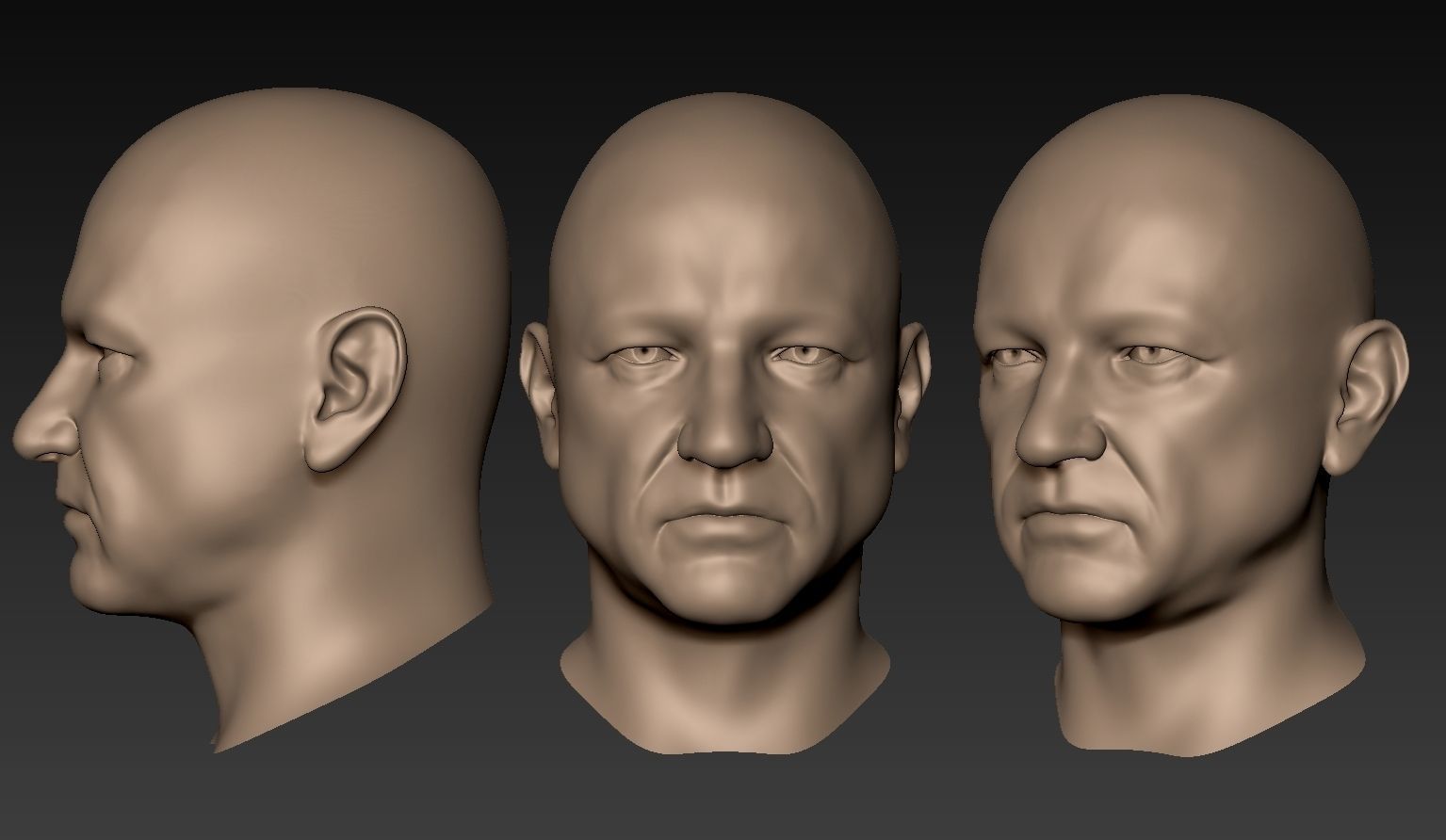 12 Male Heads 3D model_10