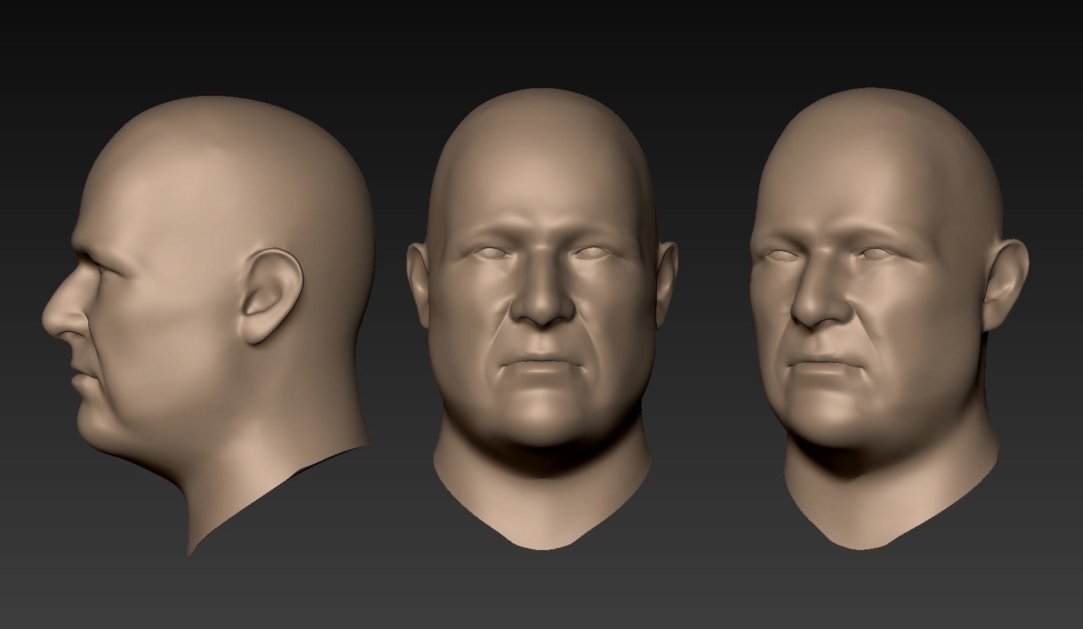 12 Male Heads 3D model_14