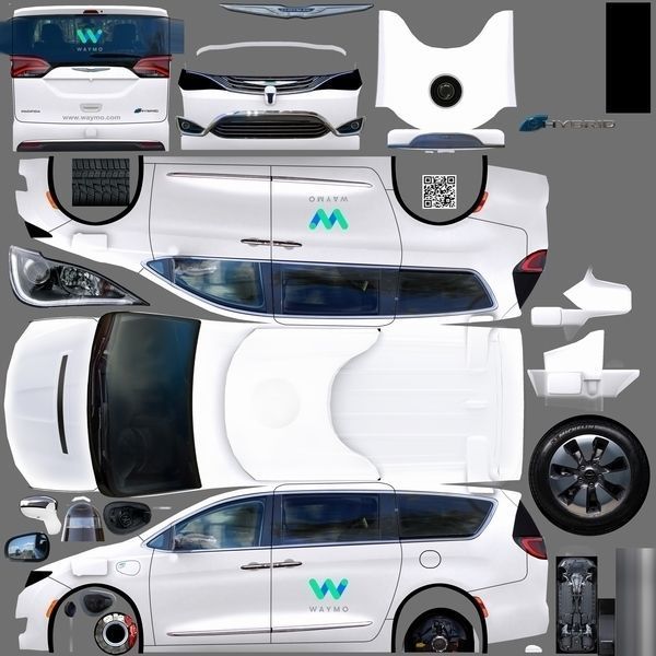 Waymo self driving car Chrysler Pacifica Hybrid Low-poly 3D model_17