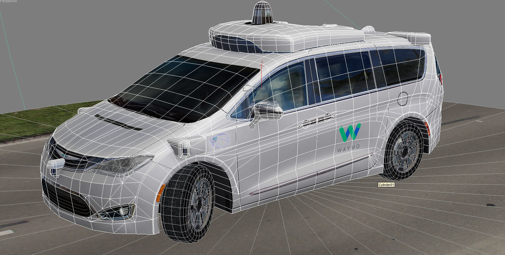Waymo self driving car Chrysler Pacifica Hybrid Low-poly 3D model_13