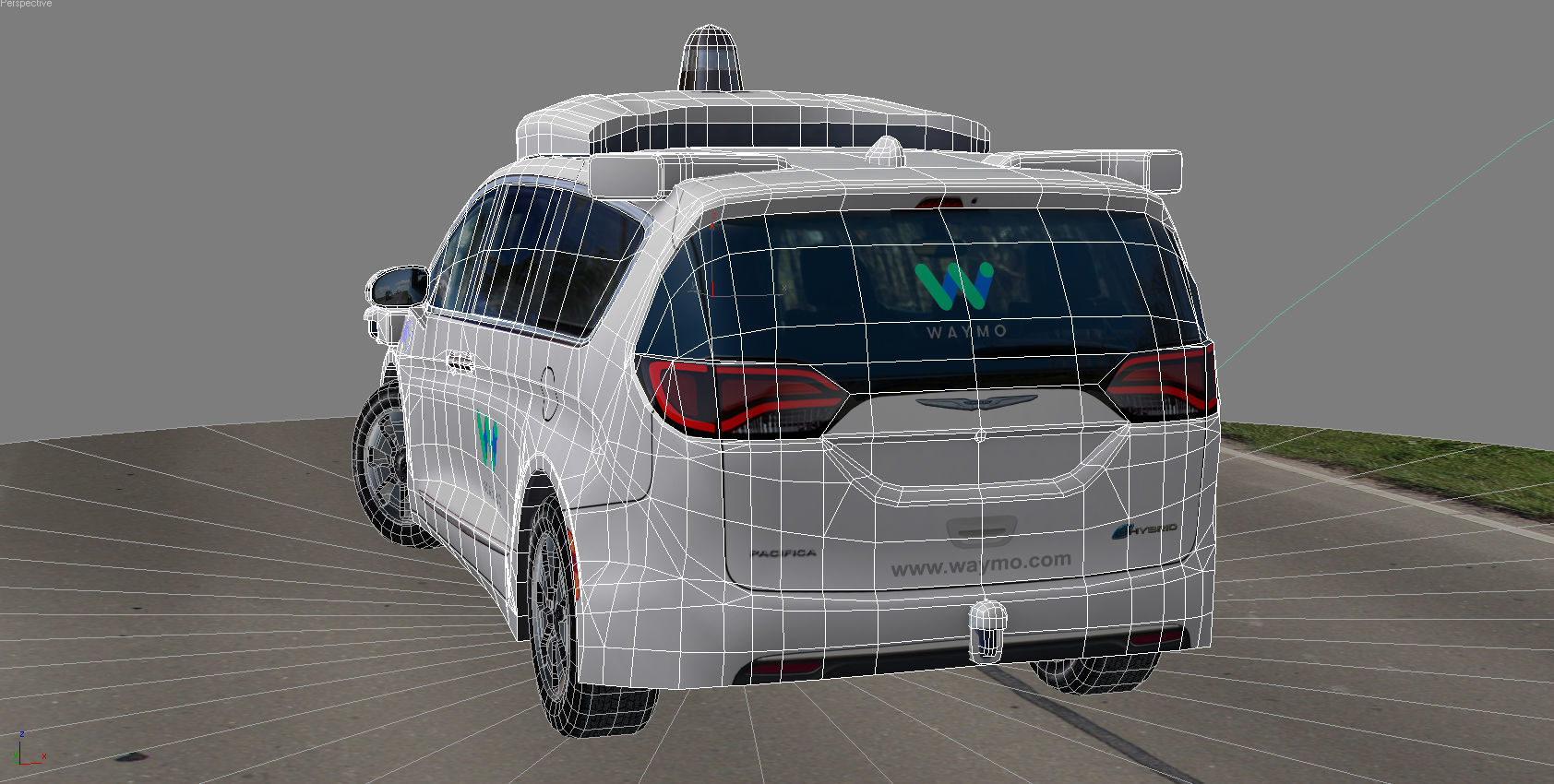 Waymo self driving car Chrysler Pacifica Hybrid Low-poly 3D model_12