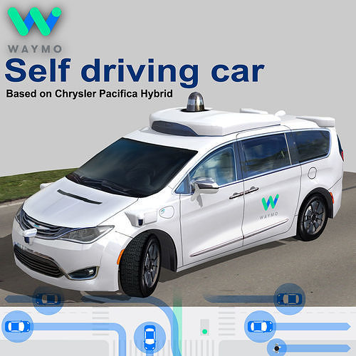 Waymo self driving car Chrysler Pacifica Hybrid Low-poly 3D model