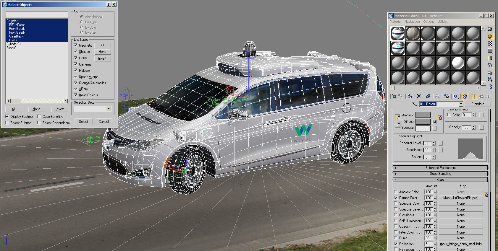 Waymo self driving car Chrysler Pacifica Hybrid Low-poly 3D model_10