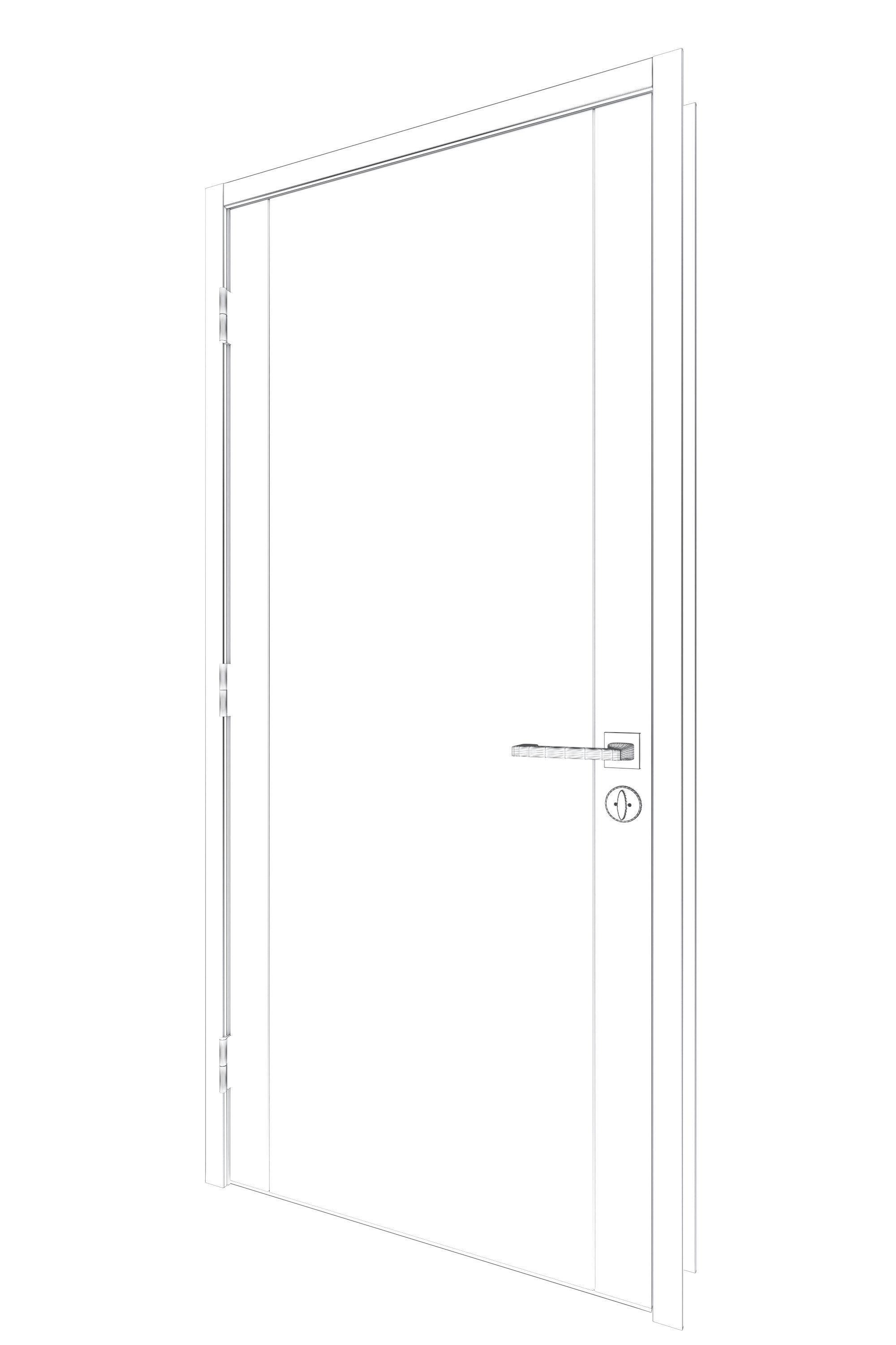 Door-023 wooden door with glass panel 3D model_6