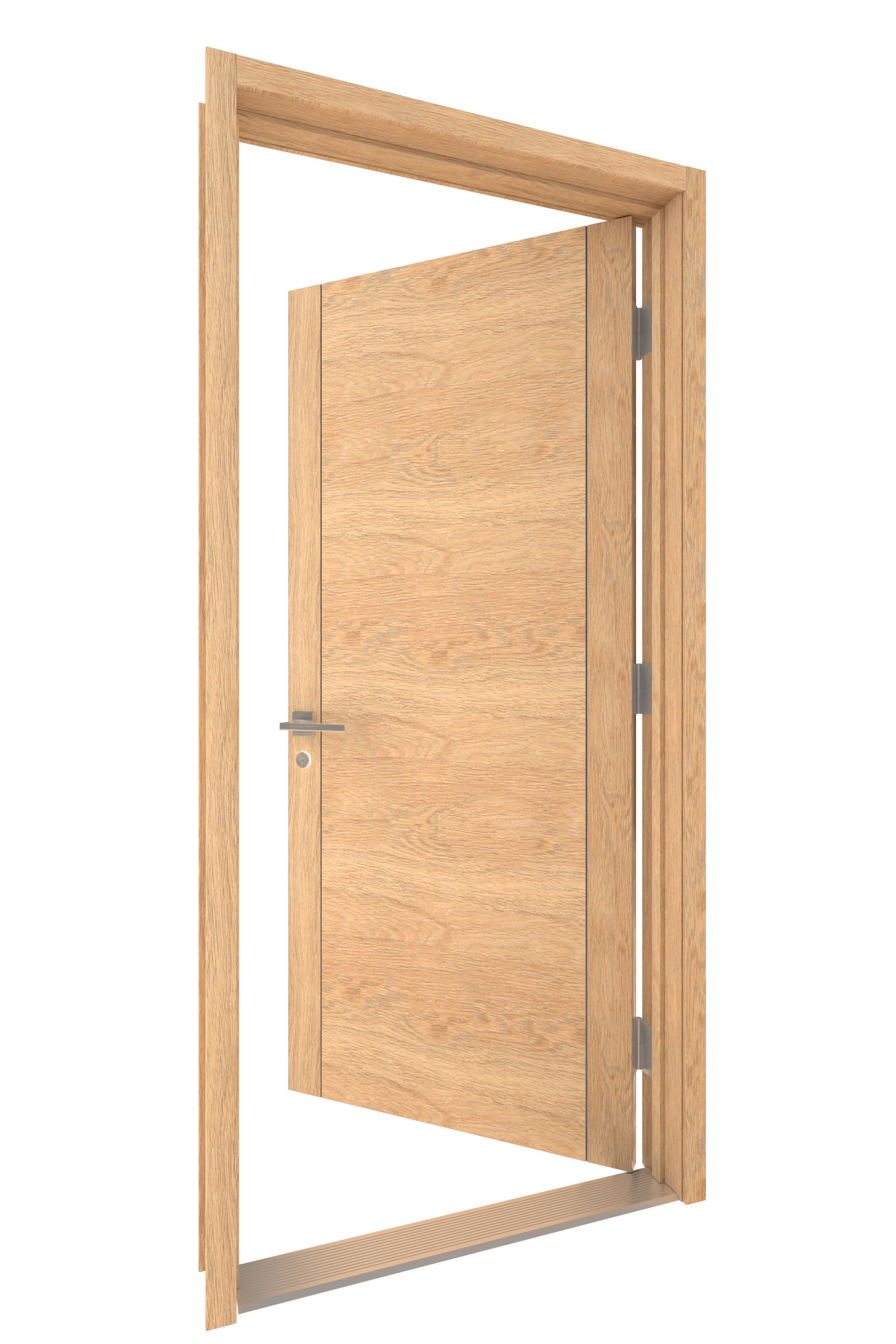 Door-023 wooden door with glass panel 3D model_4