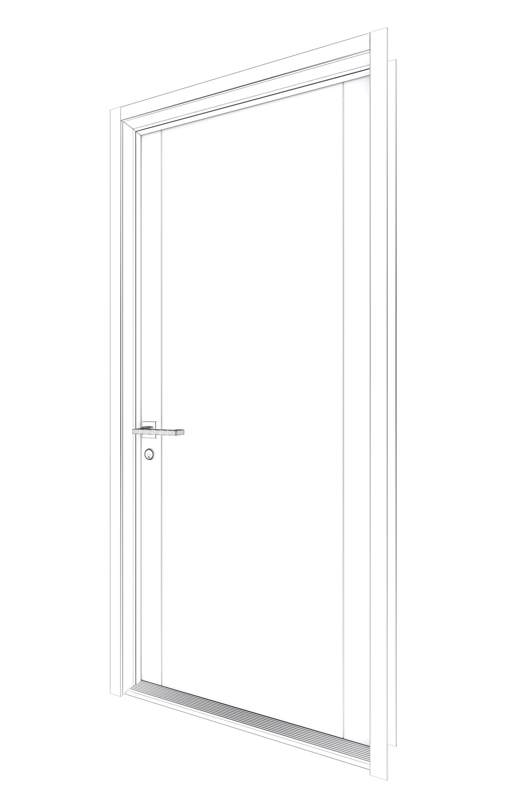 Door-023 wooden door with glass panel 3D model_5