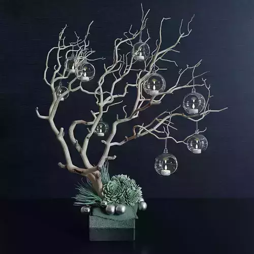 Decor branch and christmas toy 3D model
