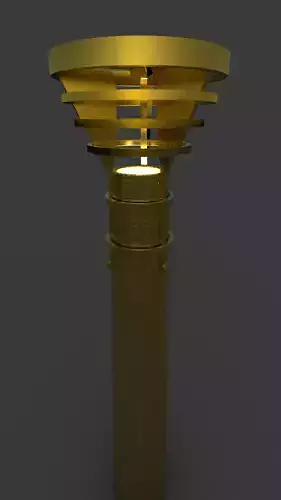 Lamppost golden light pole 3D model