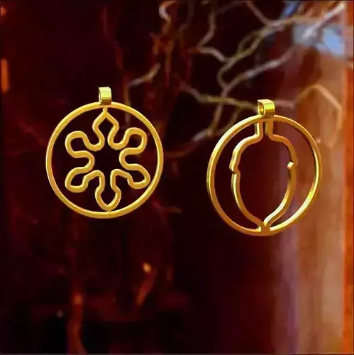 CHRISTMAS SNOWFLAKE AND ACORN SUSPENSION 3D print model