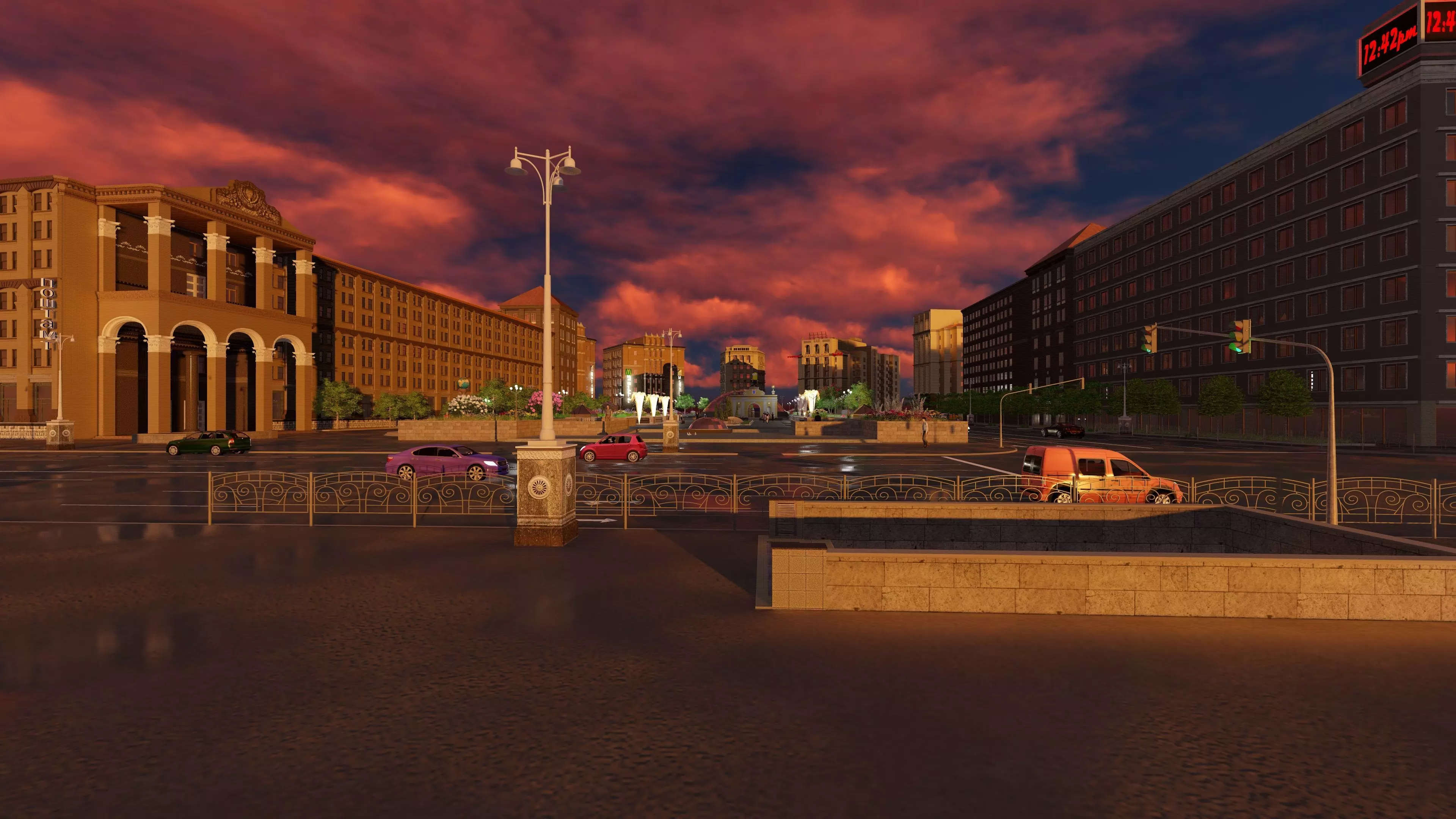 Crossroad City Street Game road only no buildings 3D model