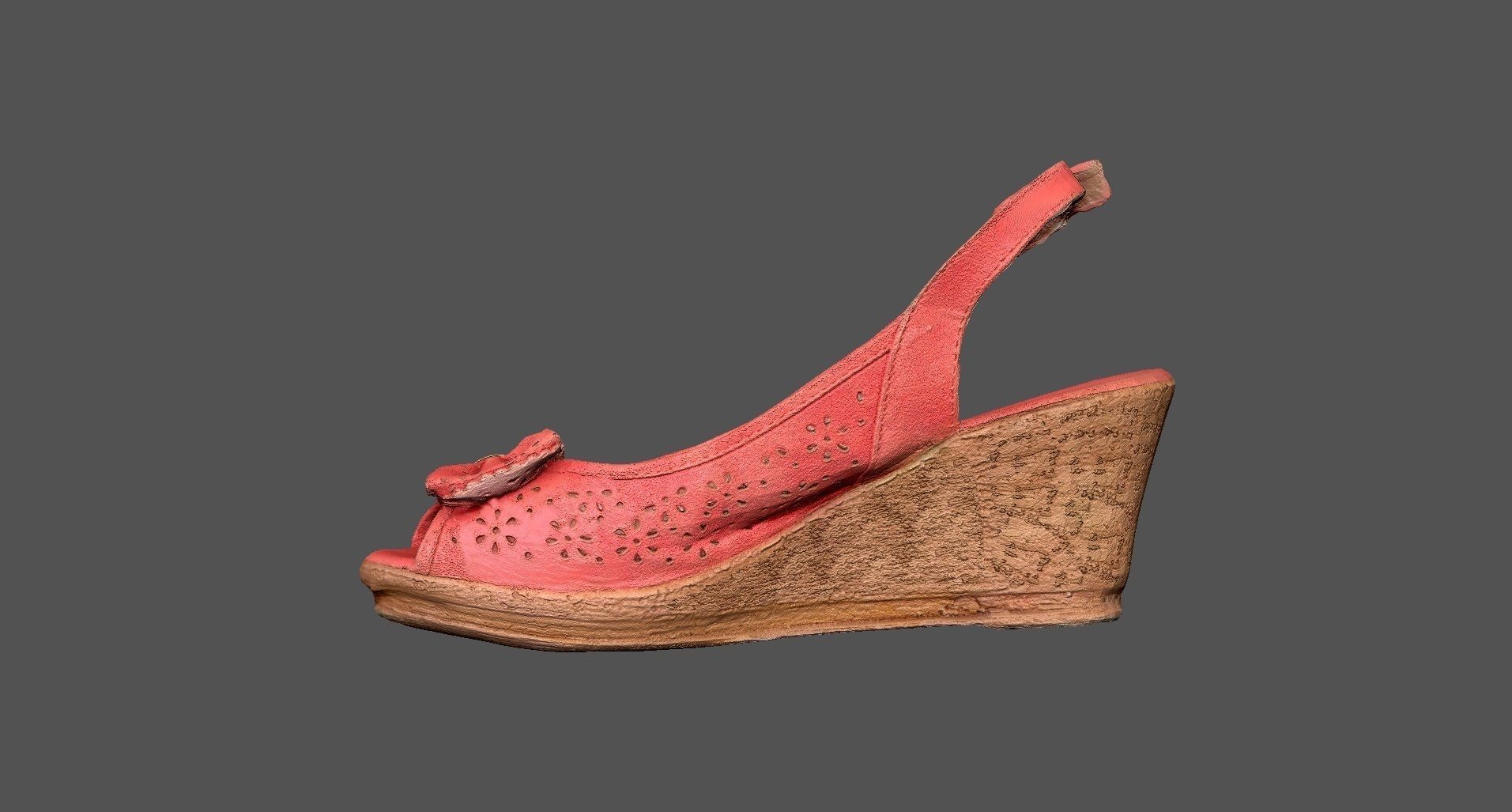 Sandal 3D model wedge shoe Low-poly 3D model_3