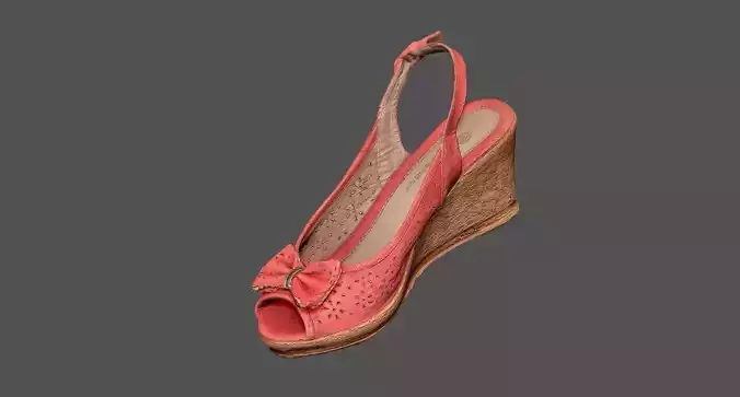 Sandal 3D model wedge shoe Low-poly 3D model