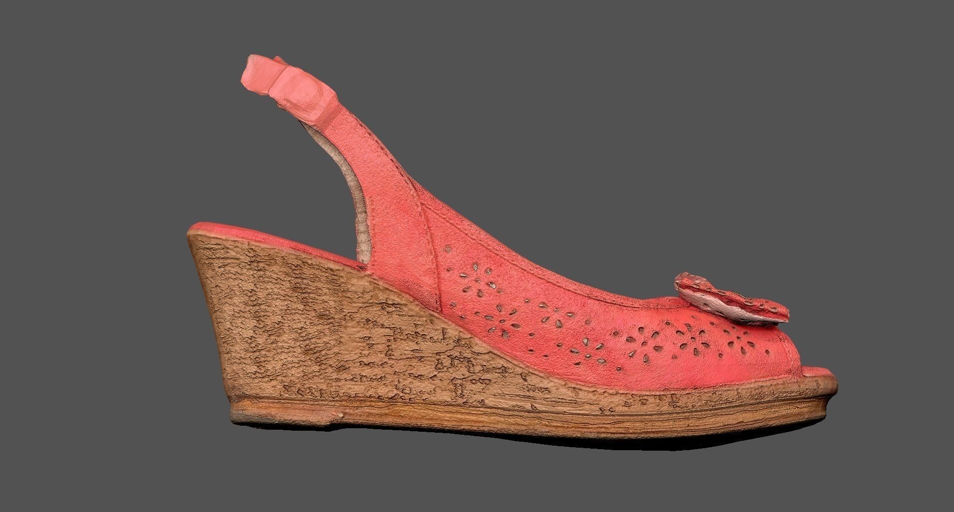 Sandal 3D model wedge shoe Low-poly 3D model_5