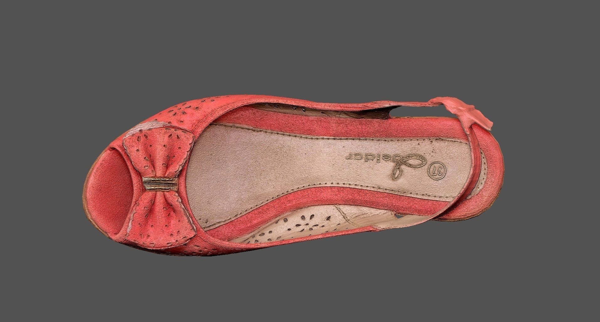 Sandal 3D model wedge shoe Low-poly 3D model_7