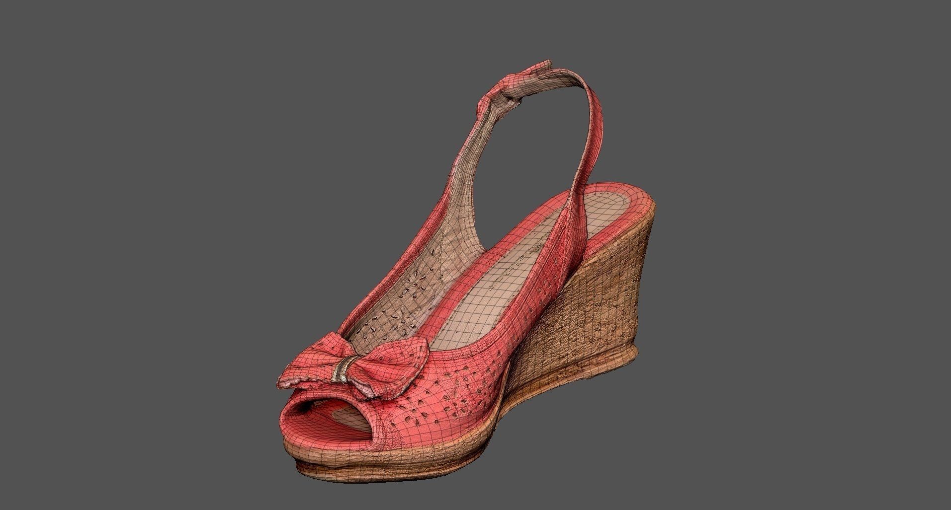 Sandal 3D model wedge shoe Low-poly 3D model_2