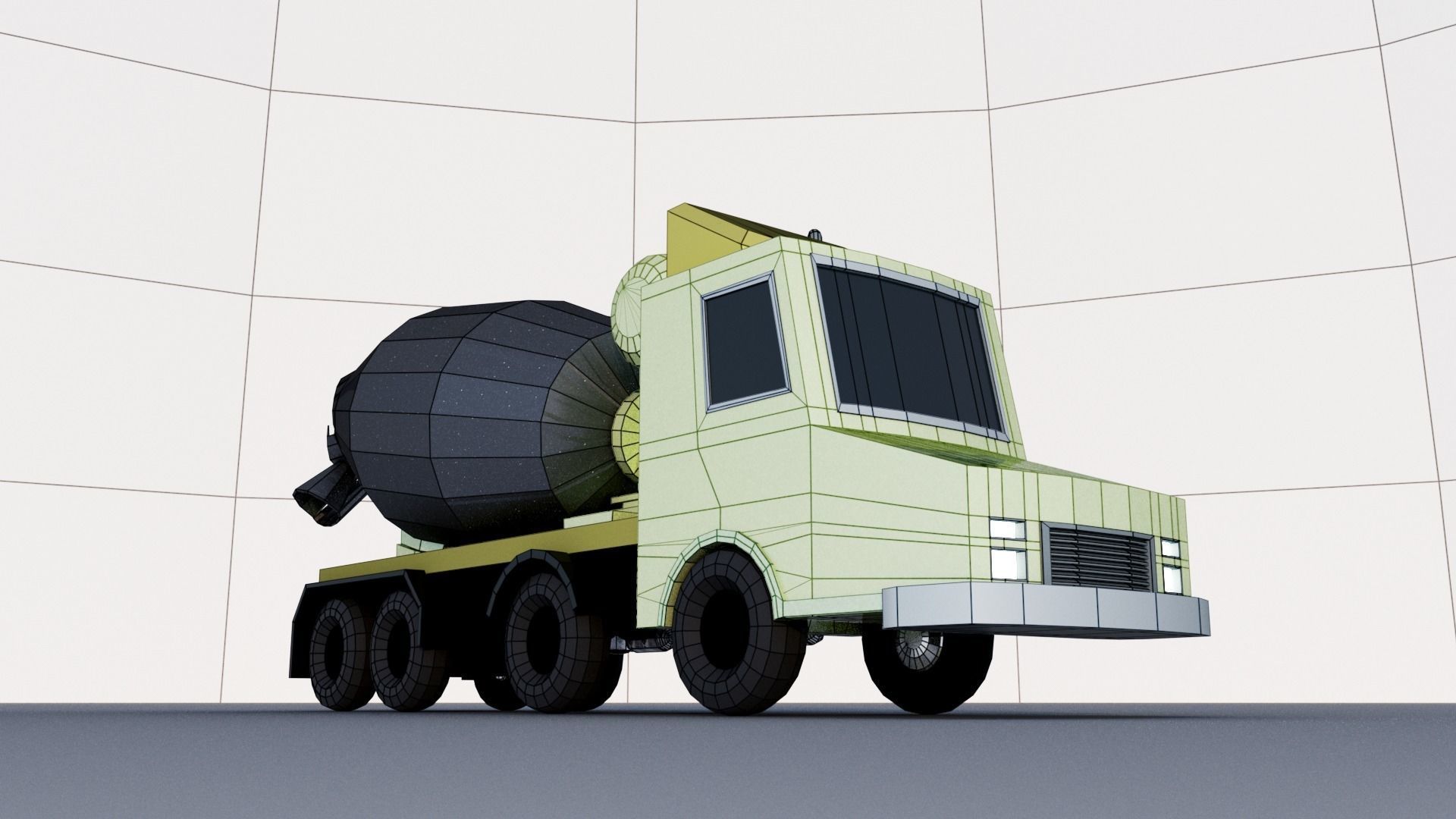 Cement Truck Low-poly 3D model_14