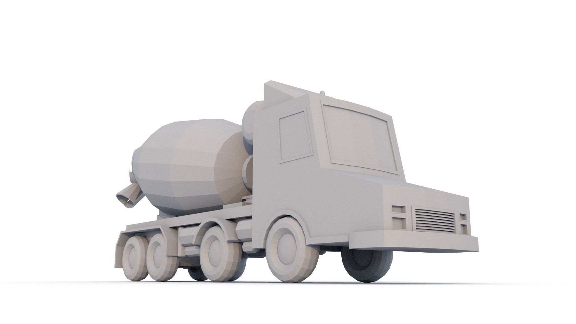 Cement Truck Low-poly 3D model_4