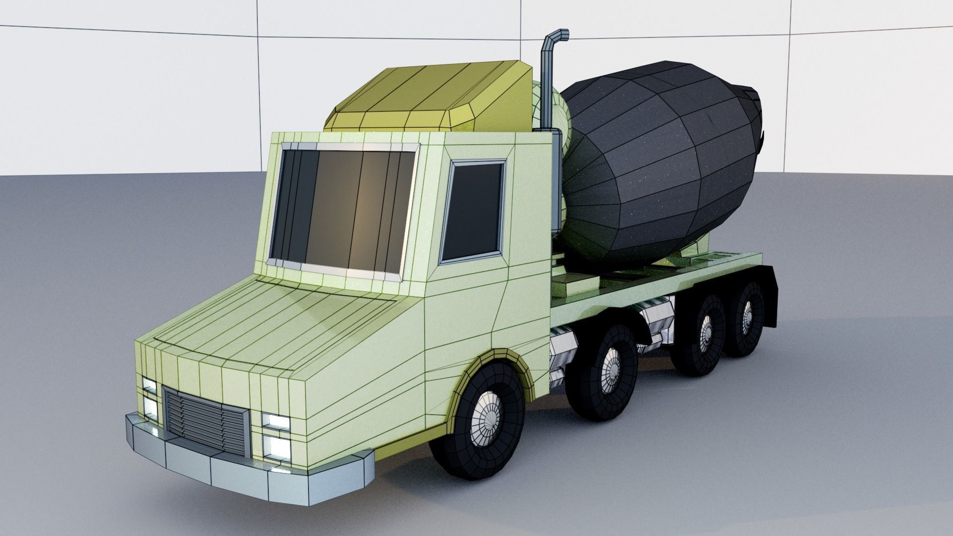 Cement Truck Low-poly 3D model_13