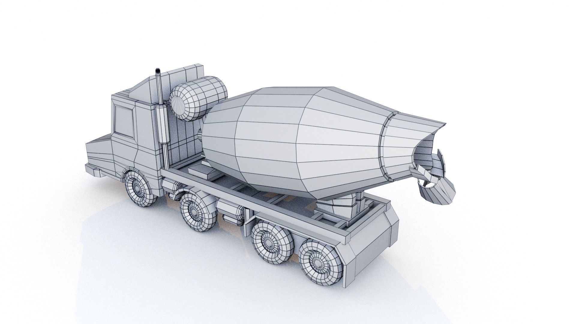 Cement Truck Low-poly 3D model_3