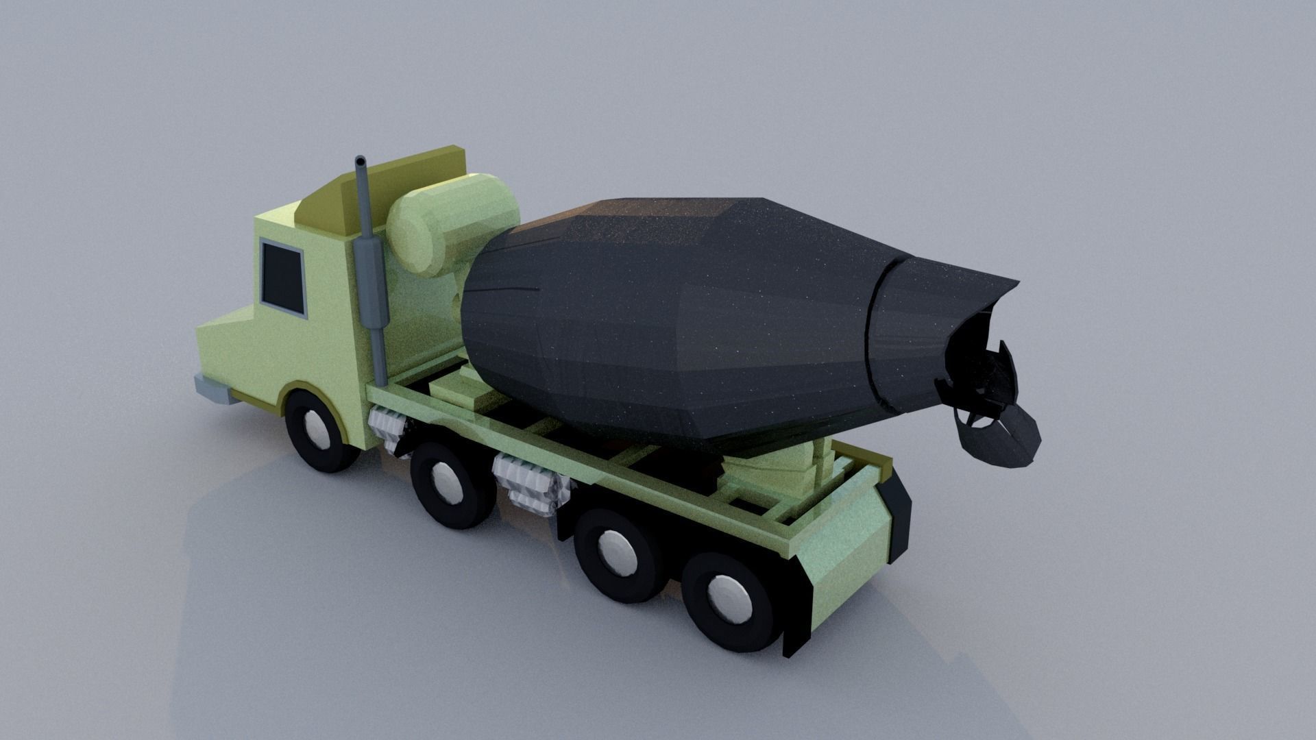 Cement Truck Low-poly 3D model_9