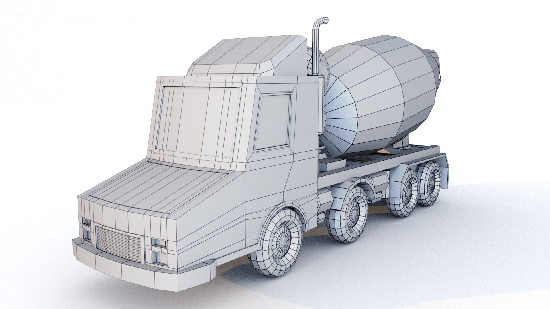 Cement Truck Low-poly 3D model_5