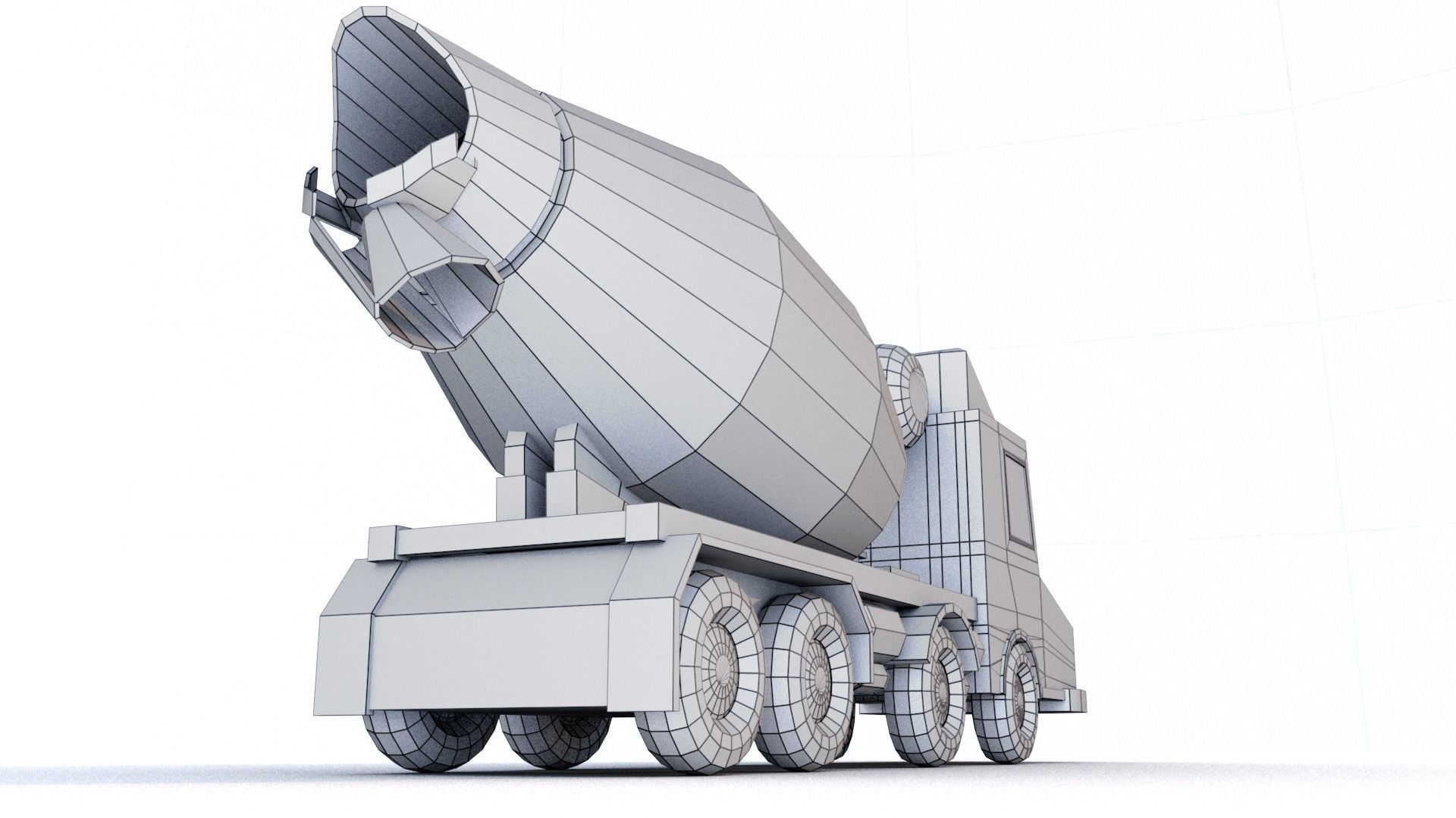 Cement Truck Low-poly 3D model_1