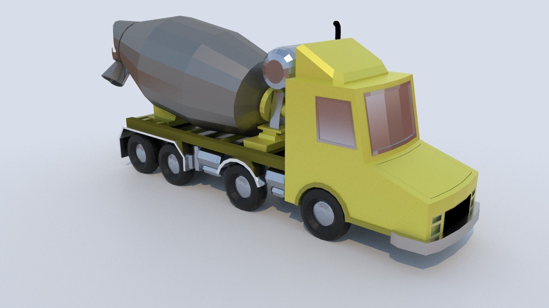 Cement Truck Low-poly 3D model_0