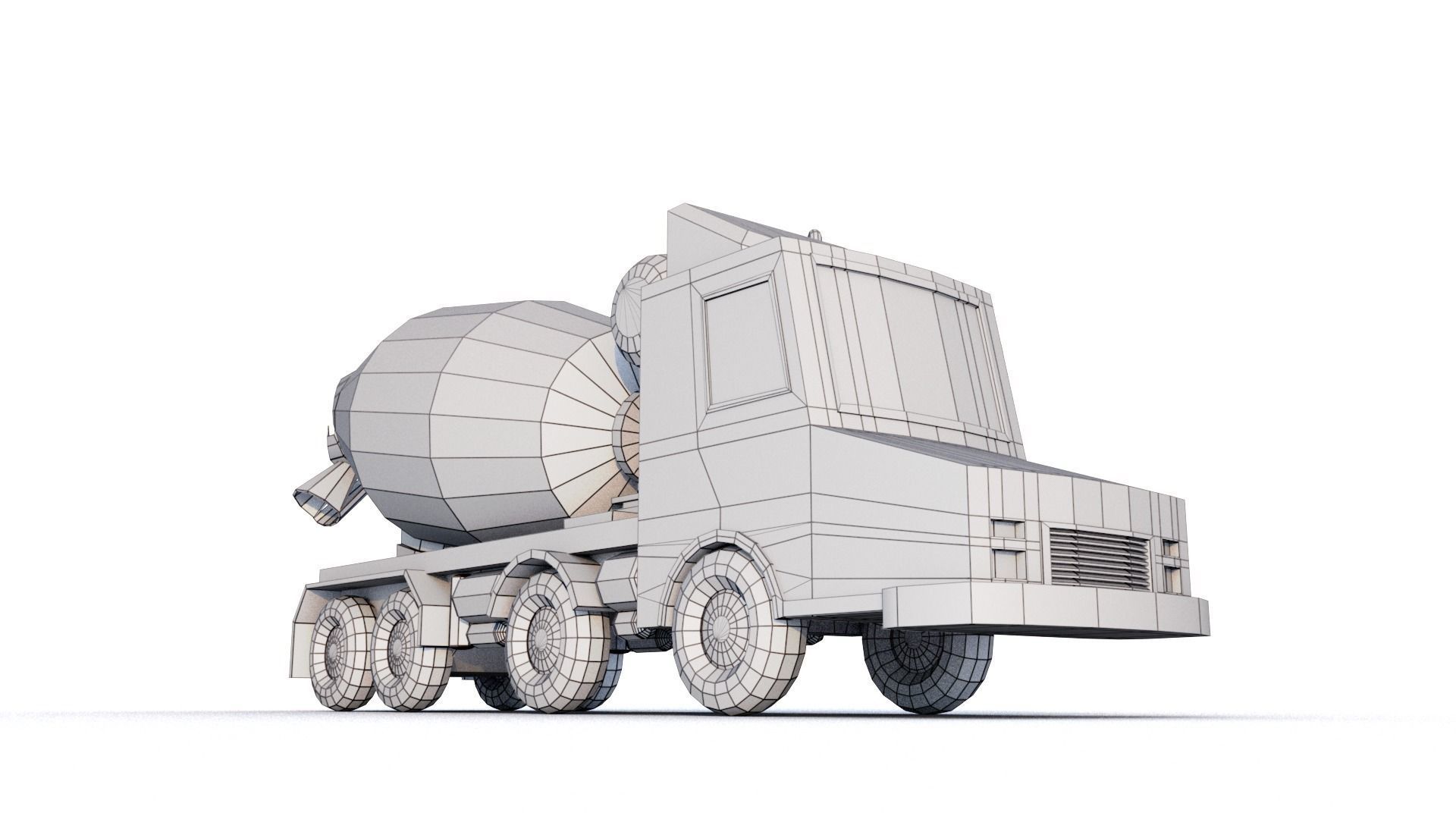 Cement Truck Low-poly 3D model_6