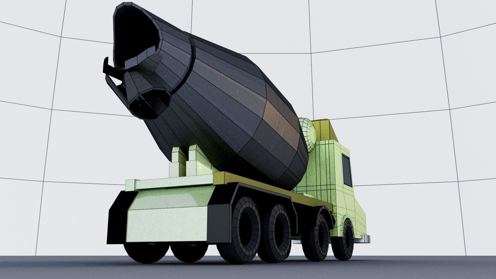Cement Truck Low-poly 3D model_15