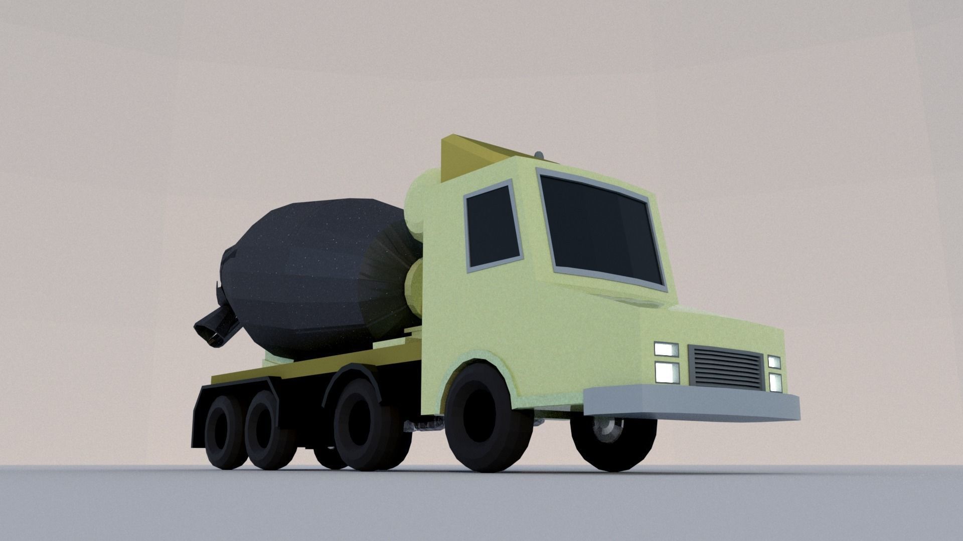 Cement Truck Low-poly 3D model_8