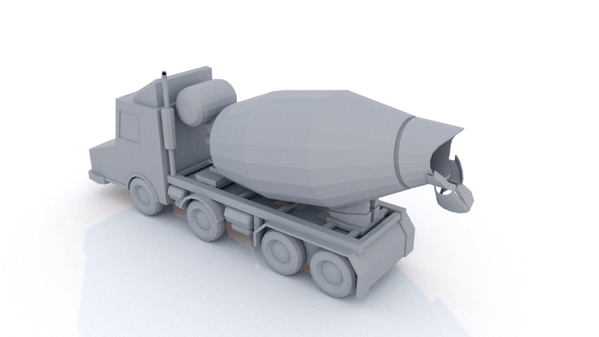 Cement Truck Low-poly 3D model_12