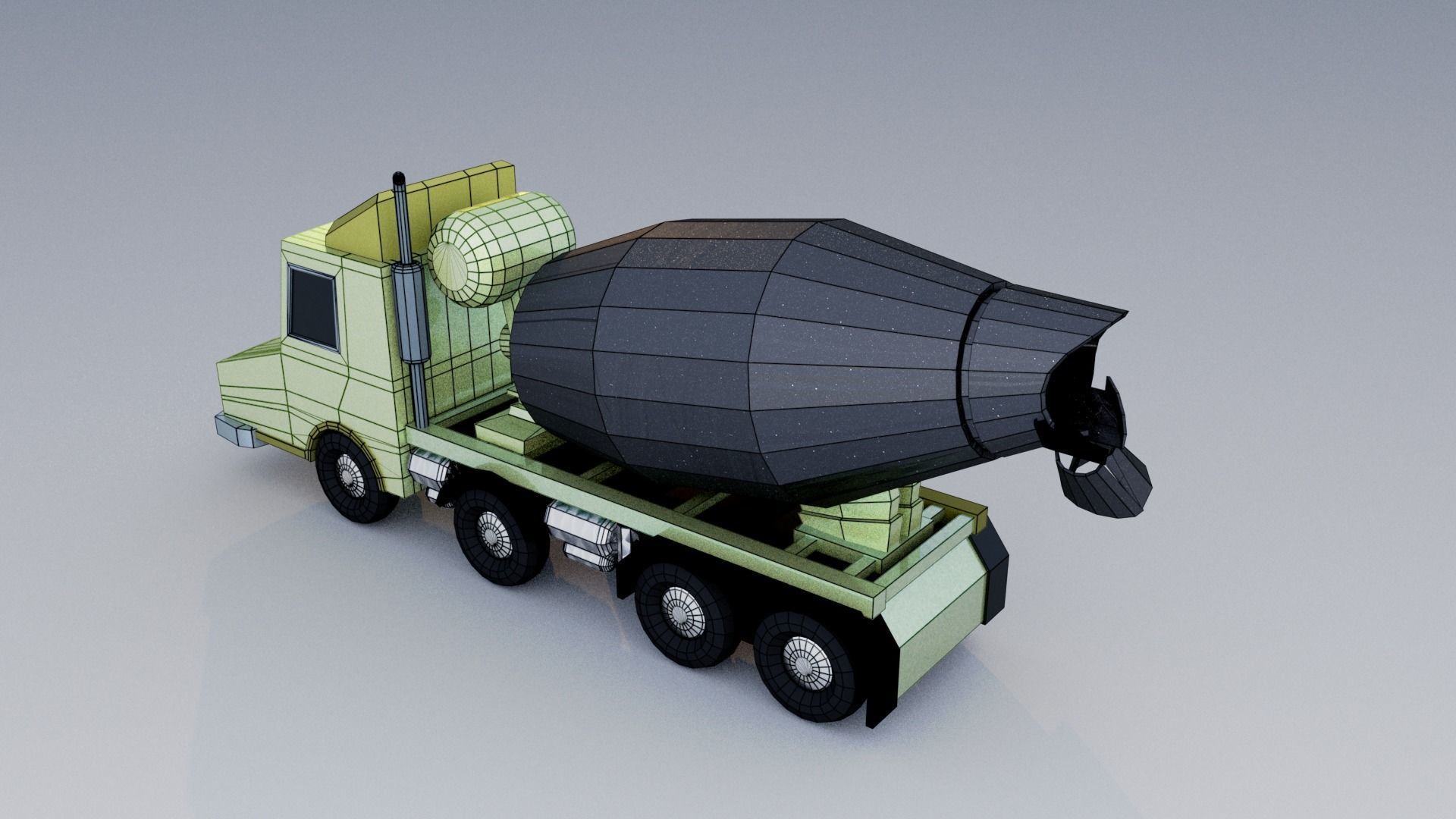 Cement Truck Low-poly 3D model_16