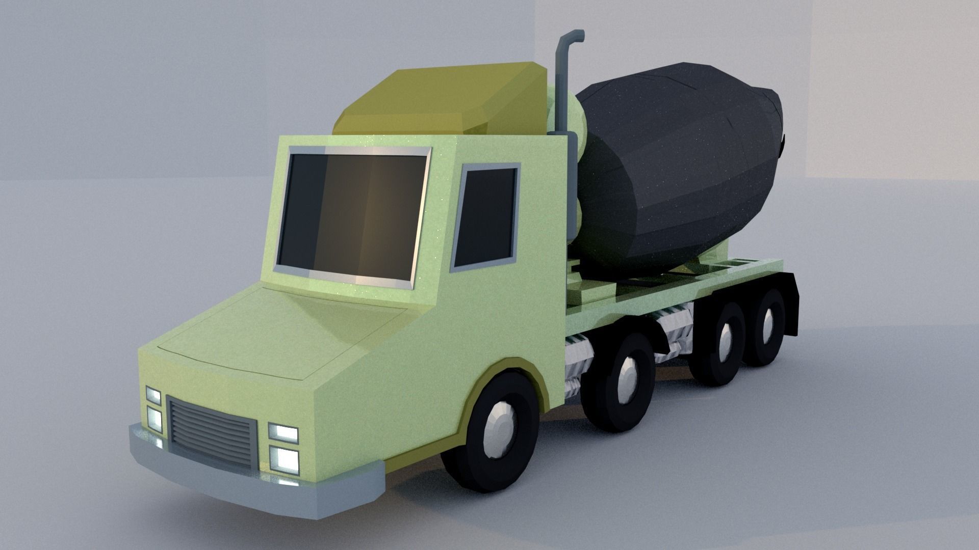 Cement Truck Low-poly 3D model_7