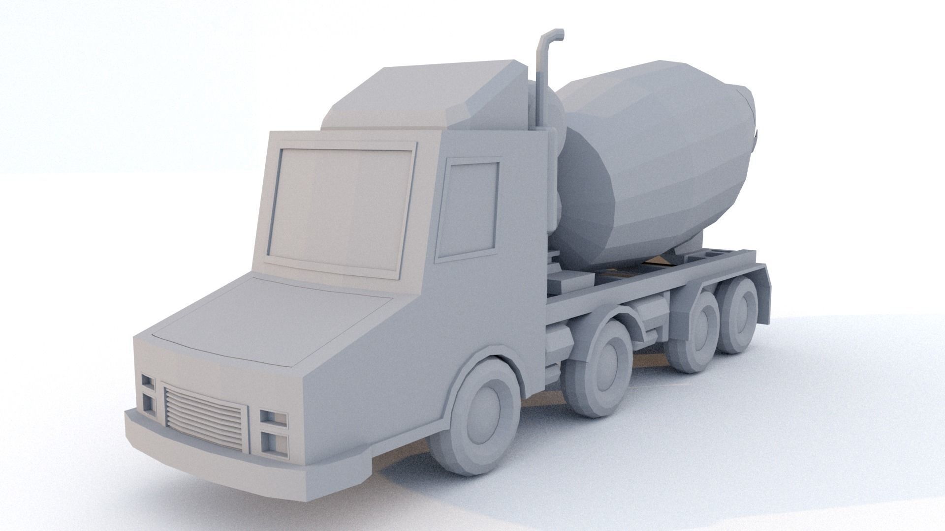 Cement Truck Low-poly 3D model_2