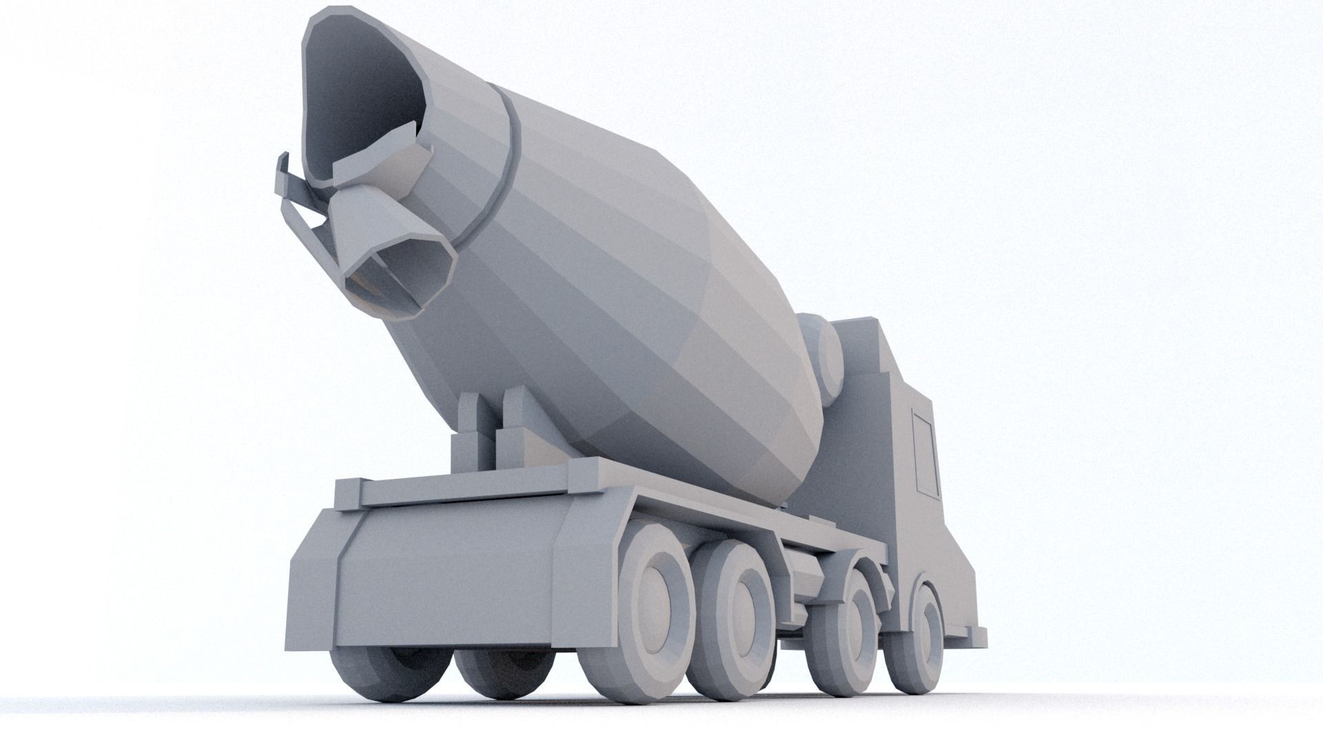 Cement Truck Low-poly 3D model_11