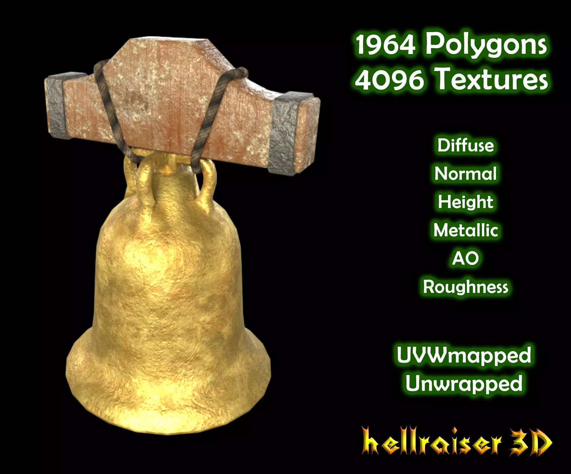 Bell 2 - PBR - Textured Low-poly 3D model_0