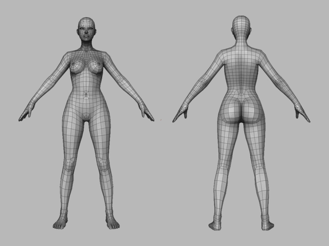 Woman Basemesh 3D Low-poly 3D model_5