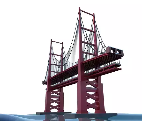 Suspension Bridge Low-poly 3D model