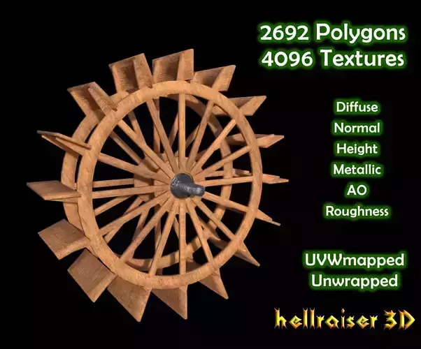 Water Wheel - PBR - Textured